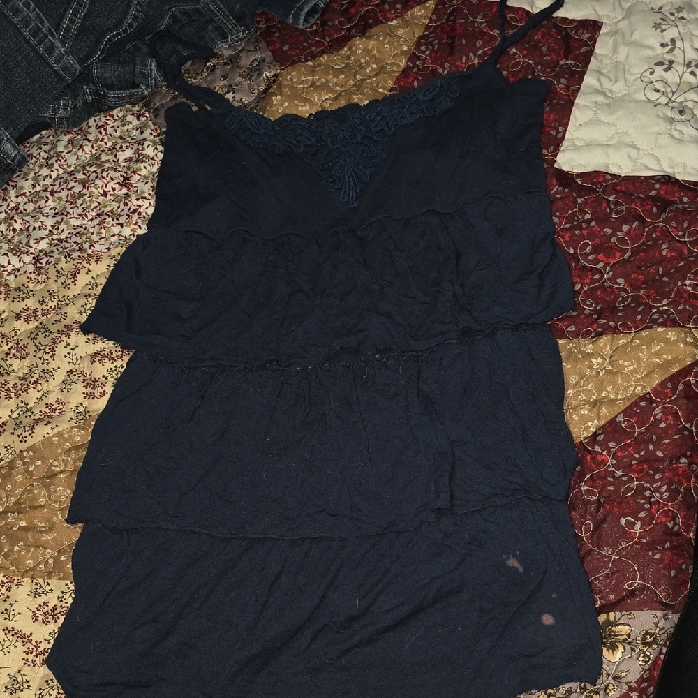 Navy Blue Lace Trim Camisole for Women